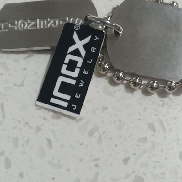 INOX Jewelry silver tone steel necklace with 2 mini charms NWT SSP1945 - Picture 4 of 4